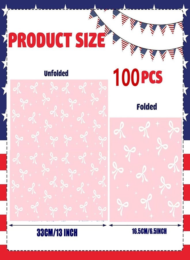 HSPAIDYP 100Pcs Pink Bow Cocktail Napkins Conquette Birthday Decorations Napkins Pink Bow Dessert Napkins For Pink Bow Theme Bachelorette Bridal Baby Shower Bow Girl Birthday Party Decor (Pink) - Image 3